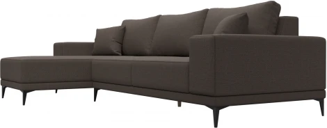 Диван угловой Льюес левый (Коричневый/Рогожка) Лига Диванов арт.124723L
