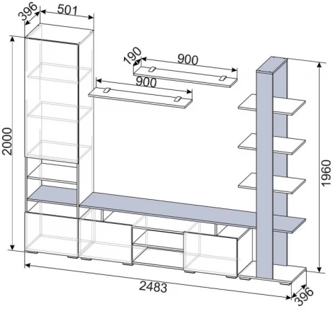 Готовые гостиные Woodville Frenchie дуб золотой / камень темный 499611
