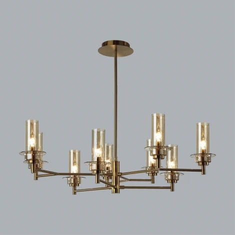 Потолочная люстра на штанге Lumion Madonna 6554/9C бронза/коньячный/металл/стекло E14 9*40W 220V