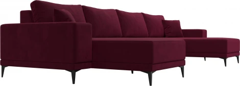 Диван П-образный Льюес (Бордовый/Микровельвет) Лига Диванов арт.122421