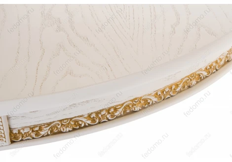 Деревянный стол Woodville Герцог молочный с золотой патиной 406086