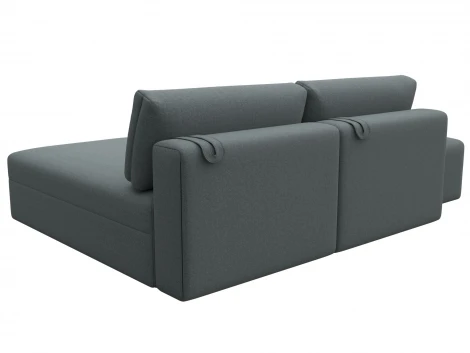 Диван угловой модульный с пуфом Лига-060 НПБ угол универсальный (ЛДСП,Брус,Фанера/Пластик/Экокожа/Серый) Лига Диванов 130067