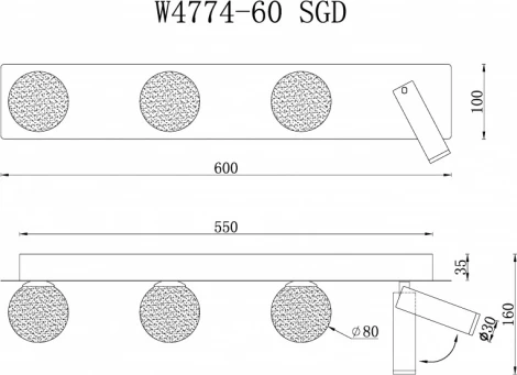 Настенный светильник iLedex Telescope W4774-60 SGD (220V, шарики)