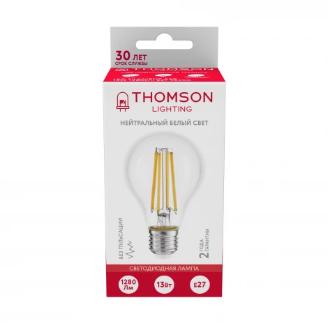 Лампочка светодиодная филаментная прозрачная груша E27 13W Thomson A60 TH-B2368
