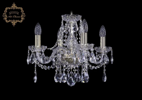 Подвесная люстра Art Classic 11.12 11.12.4.141.Gd.Sp (220V, хрусталь, на цепи, подсвечник, свеча)