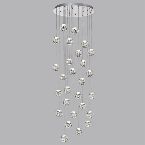 Потолочная каскадная люстра Odeon Light Jemstone 5084/120L хром/прозрачный/металл/акрил LED 120W 4000K 6000Лм (220V, на проводе)