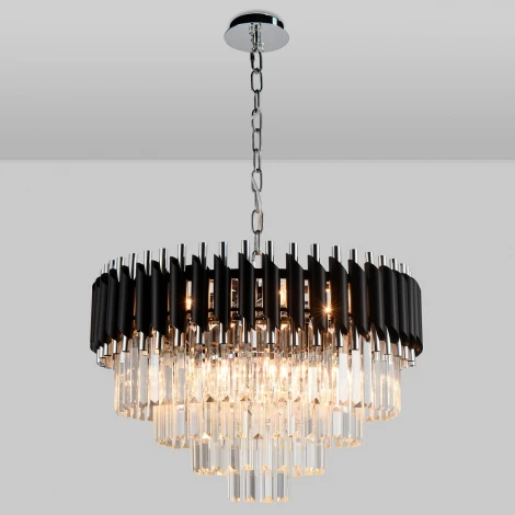 Подвесная люстра хрустальная Natali Kovaltseva DARIAN 76017/10C CHROME BLACK 8 x E14, 40W, CHROME BLACK