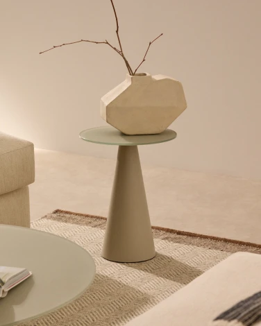 Журнальный столик Wilshire из матового стекла и стали матово-серый Ø35 см La Forma (ex Julia Grup) арт.261697