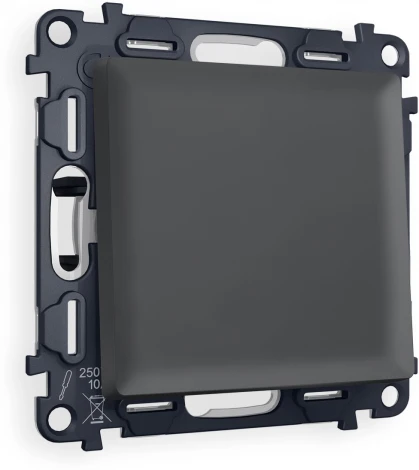 Комплект механизма Ambrella Volt 1-клавишного перекрестного выключателя ALFA MA901030 Графит мягкое касание QUANT