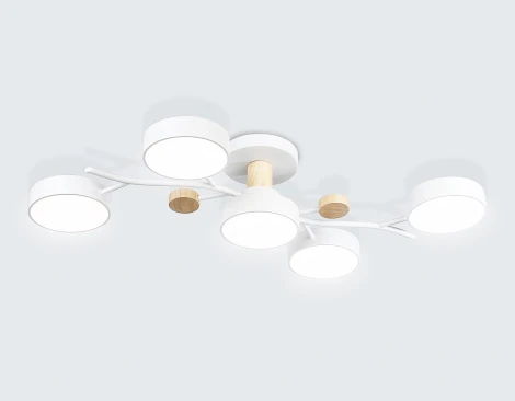 Потолочная люстра на штанге светодиодная с пультом Ambrella Comfort FL4834 (регулировка яркости, 220V, круглые)