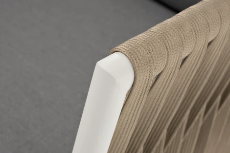 "Касабланка" кресло плетеное из роупа, каркас алюминий светло-серый (RAL7035) муар, роуп серо-коричневый 23мм, ткань серая 017 4SIS арт.УТ-00006194