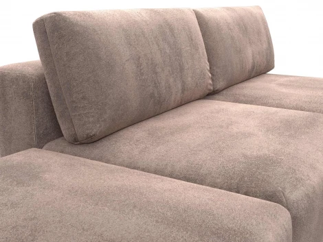 Диван угловой модульный с пуфом Лига-060 НПБ угол универсальный (ЛДСП,Брус,Фанера/Пластик/Велюр/Бежевый) Лига Диванов 129680