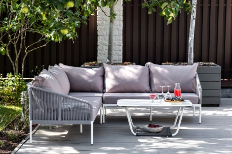 Модульная угловая лаунж-зона из роупа (веревки), цвет светло-серый 4SIS Канны KAN-S5C1T1-5-SET H-gray