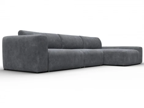 Диван угловой Лига-066 НПБ Лонг угол правый (ЛДСП,Фанера,Брус,Велюр/Темно-серый) Лига Диванов 131217