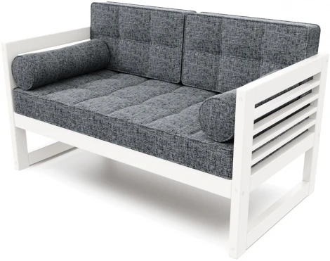 Диван Arsko прямой Сега М белая эмаль рогожка графитовая