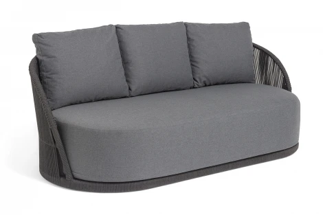 "Монтелла" диван 3-местный плетеный из роупа, каркас алюминий темно-серый (RAL7024) муар, роуп темно-серый круглый, ткань темно-серая 027 4SIS MONT-S-3-001 RAL7024 Mua D-grey(D-gray027)