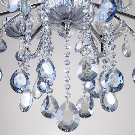 Подвесная люстра Eurosvet 3015 3015/12 хром/лазурный хрусталь Strotskis