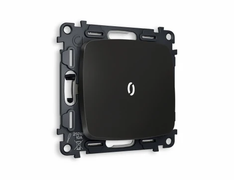 Комплект механизма Ambrella Volt 1-клавишного выключателя с подсветкой 5600K OMEGA MO802015 Черный матовый QUANT