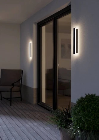 Настенный уличный светильник светодиодный Eglo Neviano 900676 2X3,7W (LED) 3000K IP55 сталь, черный/пластик, белый