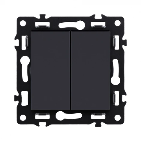 Выключатель 2-клавишный 10А/250В черный Kollinger Asthetik AS-004BK