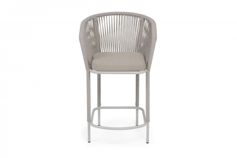 "Марсель" стул полубарный плетеный из роупа, каркас из стали светло-серый (RAL7035) муар, роуп бежевый круглый, ткань Mossle бежевая, пос.H65 4SIS MAR-BCH-st001/65 RAL7035 Mua beige(beige160)