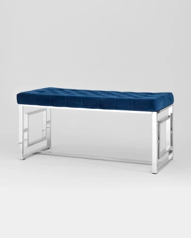 Банкетка-скамейка Stool Group БРУКЛИН велюр синий сталь серебро УТ000001485