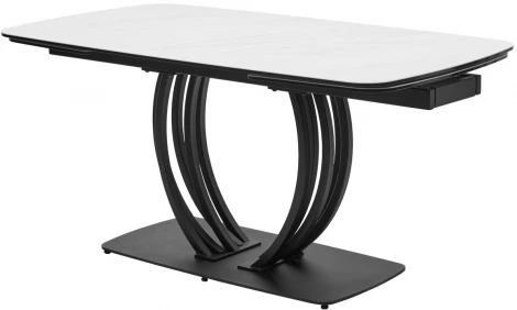 Стол MATERA 160 MARBLES KL-99 Белый мрамор матовый, итальянская керамика/ черный каркас М-City