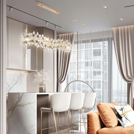 Подвесная люстра светодиодная хрустальная с пультом Modelux ML.9520.1200 GD