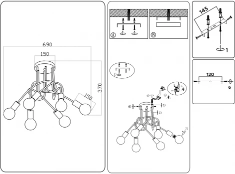 Потолочная люстра на штанге Ambrella Traditional TR80417 (220V)