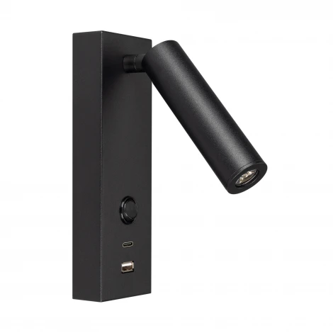 Спот SP-BED-CHARGE-S60x125-3W Warm3000 (BK, 20 deg, 230V, USB-A, USB-C) (Arlight, IP20 Металл) 029629(1) (LED, выключатель)