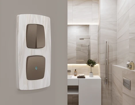 Лицевая панель Ambrella Volt OMEGA (Темная бронза матовый) для 1-клавишных выключателей с подсветкой QUANT OP6320