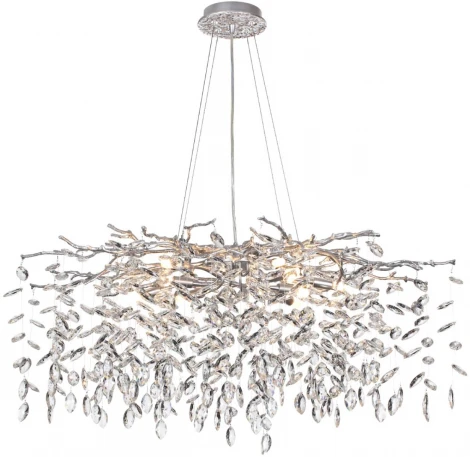 Подвесная люстра Odeon Light Delica 4970/12 HALL матов.серебристый/алюмин./хрусталь G9 12*40W (220V, на тросе, лепестки, ветки)