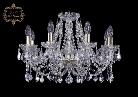 Подвесная люстра Art Classic 11.21 11.21.8.200.Gd.L (220V, хрусталь, на цепи, подсвечник, свеча)
