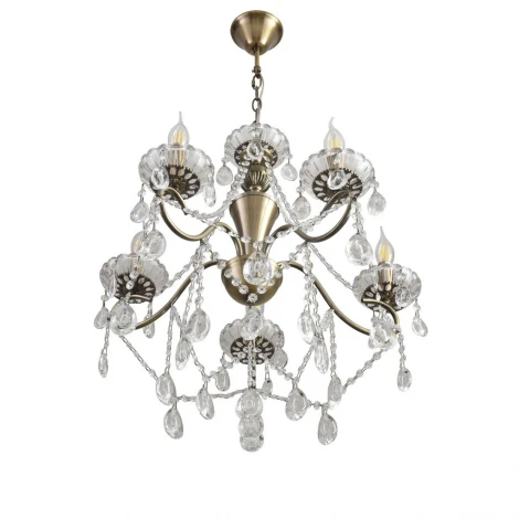 Подвесная люстра с хрустальными подвесками в форме подсвечника Lumion Luina 8346/5 бронза/прозрачный, металл/хрусталь E14 5*40W 220V