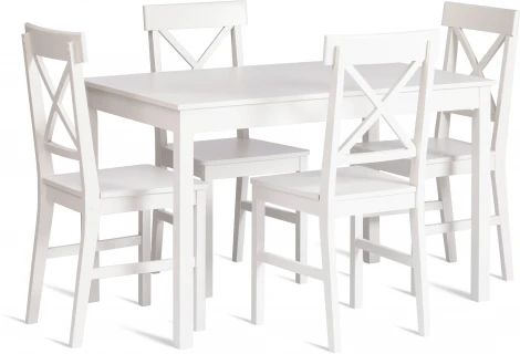 Обеденный комплект Хадсон (стол + 4 стула)/ Hudson Dining Set (mod.0102) (МДФ /Белый)