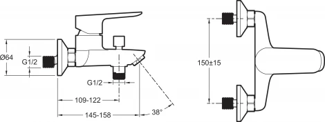 Смеситель Jacob Delafon Oscar E29844-CP для ванны с душем