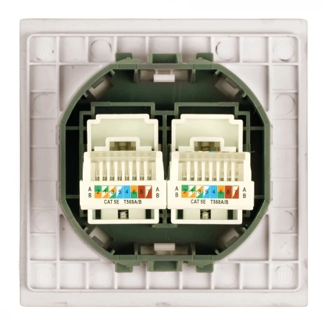 Розетка компьютерная 2-местная RJ-45 (механизм) RST00-3111-08 пудровый жемчуг Stekker Мия 50481