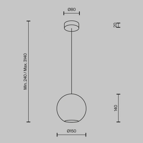 Подвесной светильник в форме шара Maytoni Glamping MOD437PL-01BG