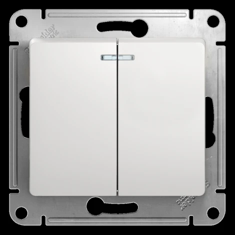 Выключатель встраиваемый двухклавишный с подсветкой (белый) Systeme Electric GSL000153