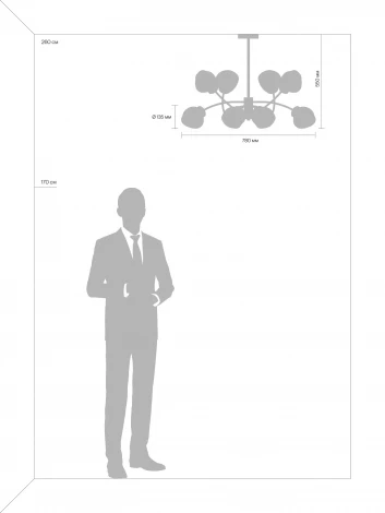 Потолочная люстра на штанге в виде молекул Freya Volani FR8017PL-08MG
