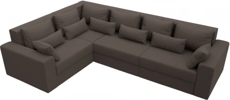Диван угловой Майами Long левый угол (Коричневый/Рогожка) Лига Диванов арт.122906L