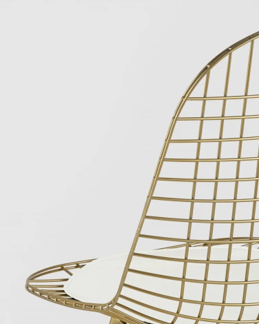 Стул обеденный Eiffel золотой с белой подушкой УТ000004228