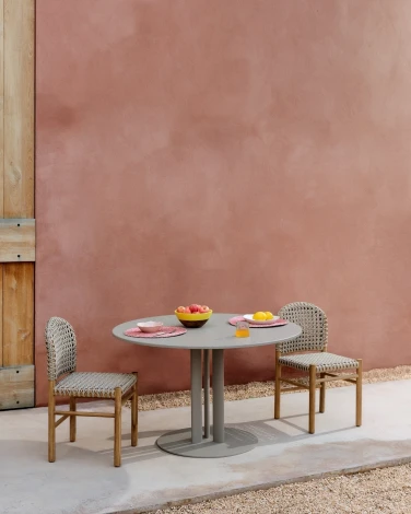 Уличный стол Sedalis из стали со столешницей из серо-коричневого алюминия Ø80 см арт.251577