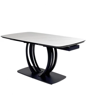 Стол MATERA 160 MARBLES KL-99 Белый мрамор матовый, итальянская керамика/ черный каркас М-City