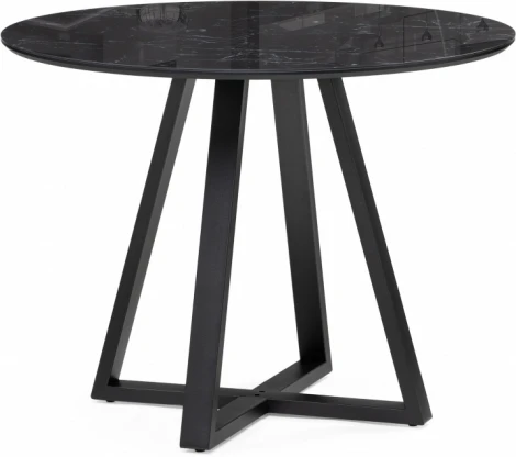 Стеклянный стол Норфолк 100 (Норфолк 100х78 черный мрамор / черный) Woodville арт.588038