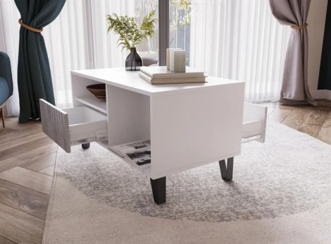 Журнальный стол Эннис (Эннис белый / бетон светлый) Woodville арт.563552