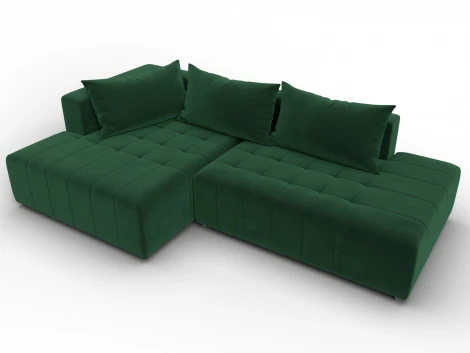 Диван угловой Лига-103 НПБ угол левый (ДСП,Брус,Фанера,Велюр/Зеленый) Лига Диванов 134816L