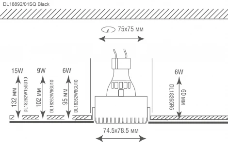 Встраиваемый светильник под сменную лампу, черный Donolux Click-Click DL18892/01SQ Black