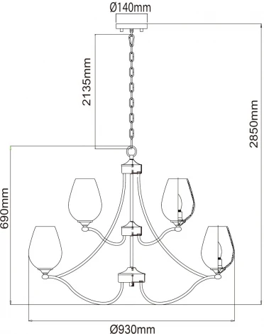 Подвесная люстра Chiaro Палермо 386016512 (220V, на цепи)