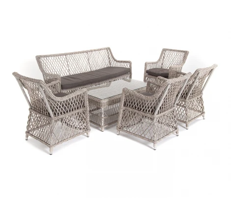 Лаунж-зона из искусственного ротанга на 6 персоны, цвет бежевый 4SIS Асти AS2C4JT-6-SET beige